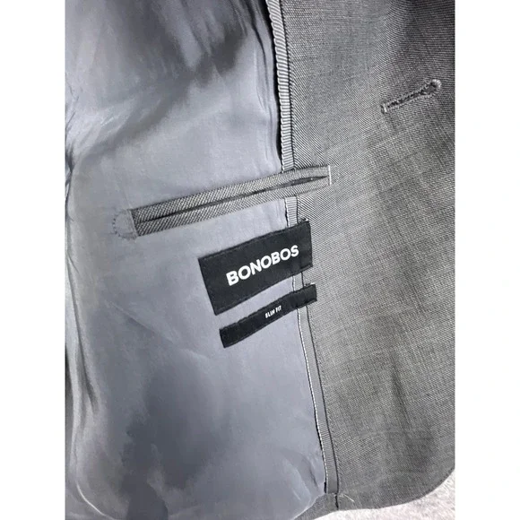 Bonobos Slim Fit Blazer Men's 42R Grey Wool Blend Suit Jacket Modern Business